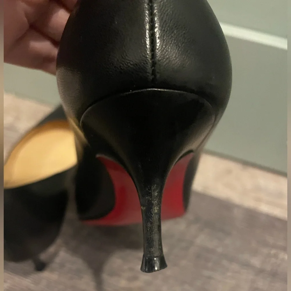 Christian Louboutin matte Black Pointed Heels red bottom women’s shoes sz 6 / 36 - Picture 6 of 8
